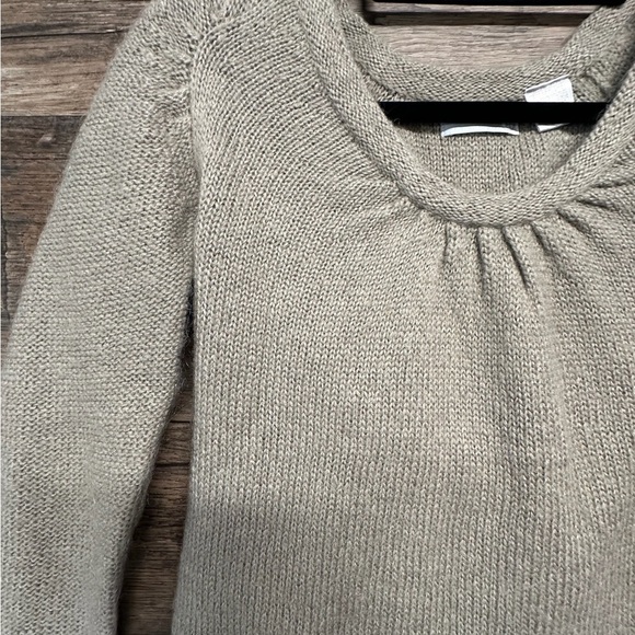 Tan Crew Neck Sweater with Ribbed Hem - Picture 6 of 8